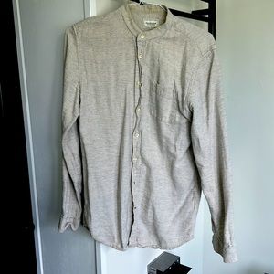 Frank & Oak Mandarin Collar Linen Cotton Blend Small Tall  Shirt